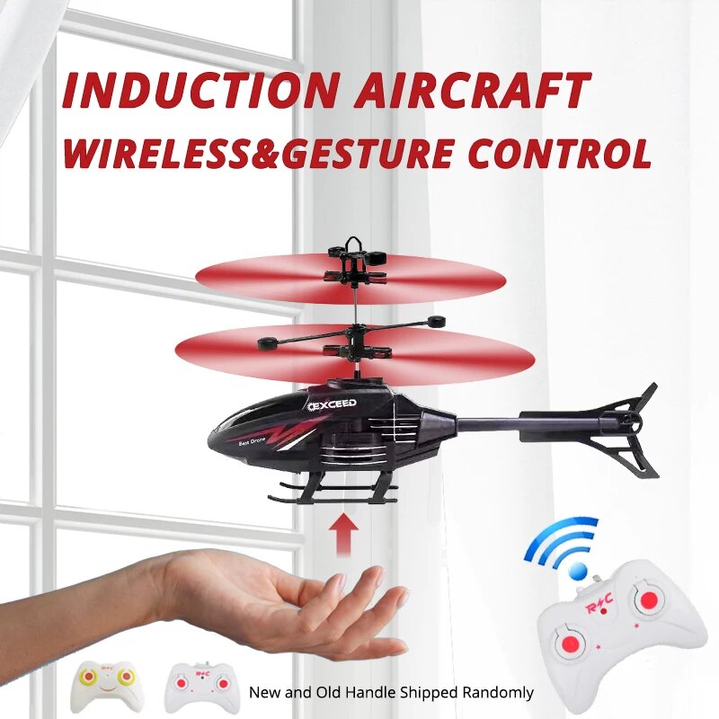 Kids Toys Channel - 2-Kanal-Gestensteuerungs-Helikopter RC Ferngesteuertes Induktionsflugzeug mit Lade-LED-Licht