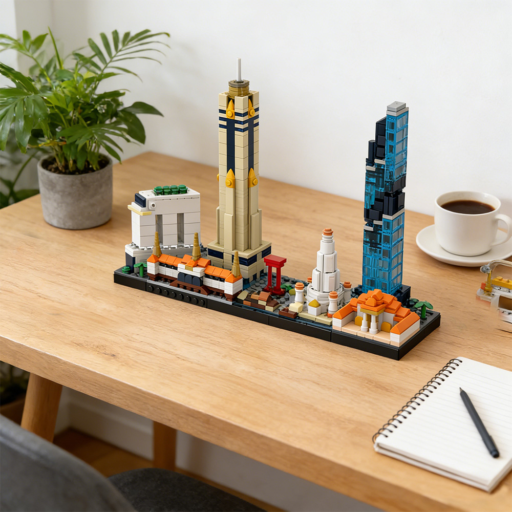Kids Toys Bangkok - MOC Bangkok Skyline Baustein-Modell, Architektonische Straßenansicht,