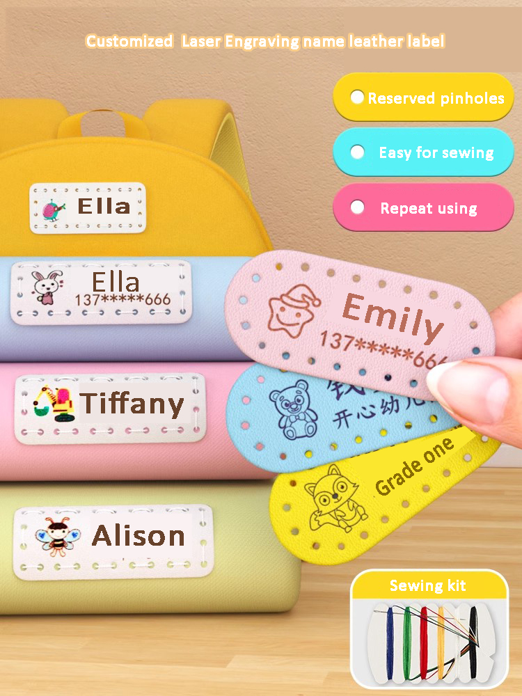 Laser Tag Set Kids - Personalisierter Name Lederetikett Laser Aufkleber für