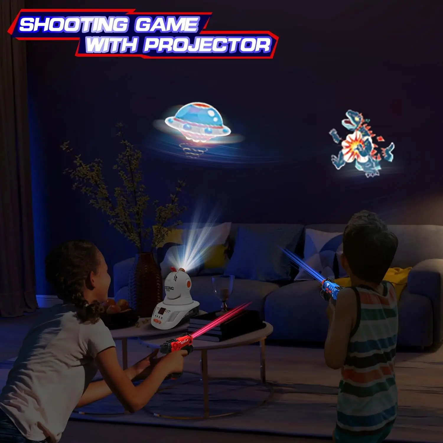 Laser Tag Set Kids - 2-Spieler Laser-Tag-Blaster-Set, Infrarot-Kampfspielzeugpistolen mit Projektor-Zielen, Ideales