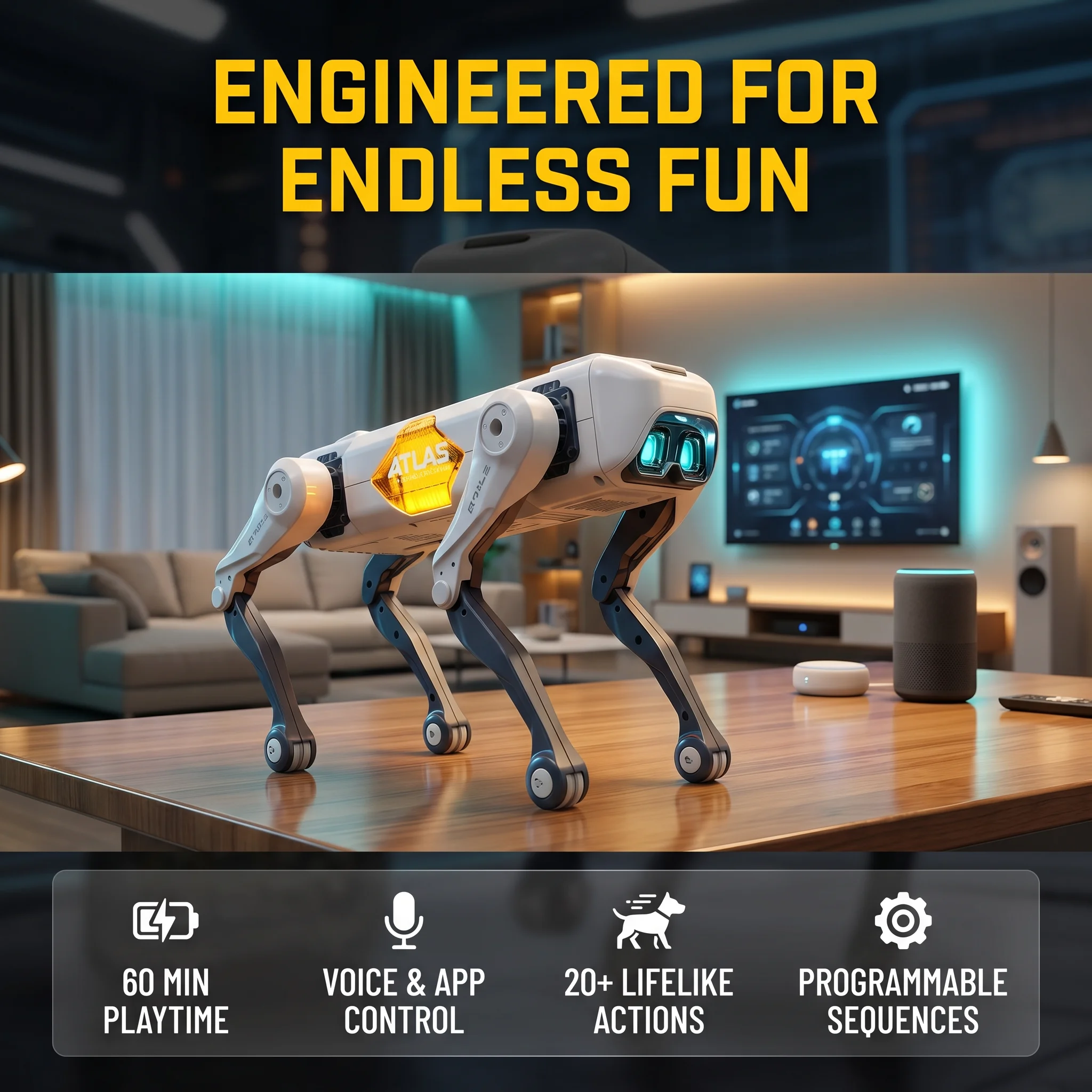Kids Toys Animal - KI-Smart-Roboterhund, Sprach- & App-Steuerung, Programmierbar, Tanzt,