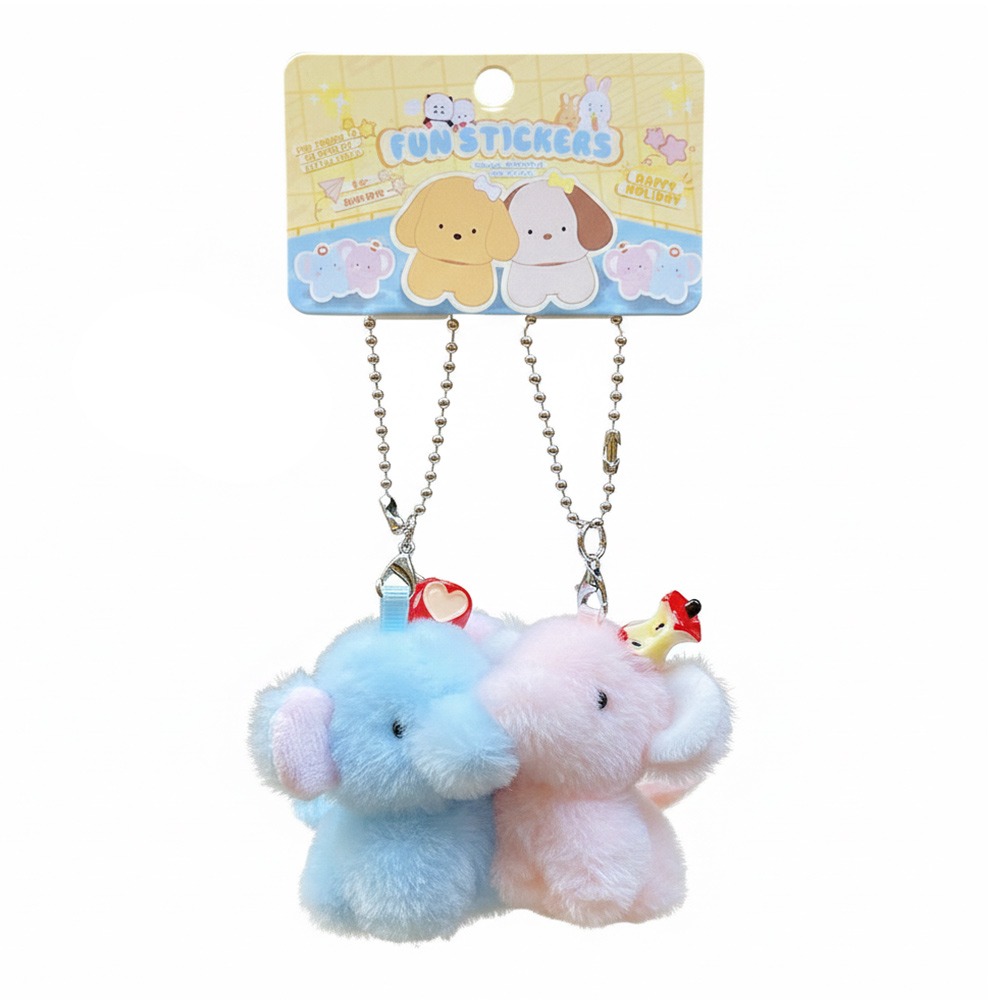 Kids Toys Elephant - Kawaii Cartoon-Tier-Bestie Glücksbringer Mehrfarbiger Plüsch-Schlüsselanhänger Bär